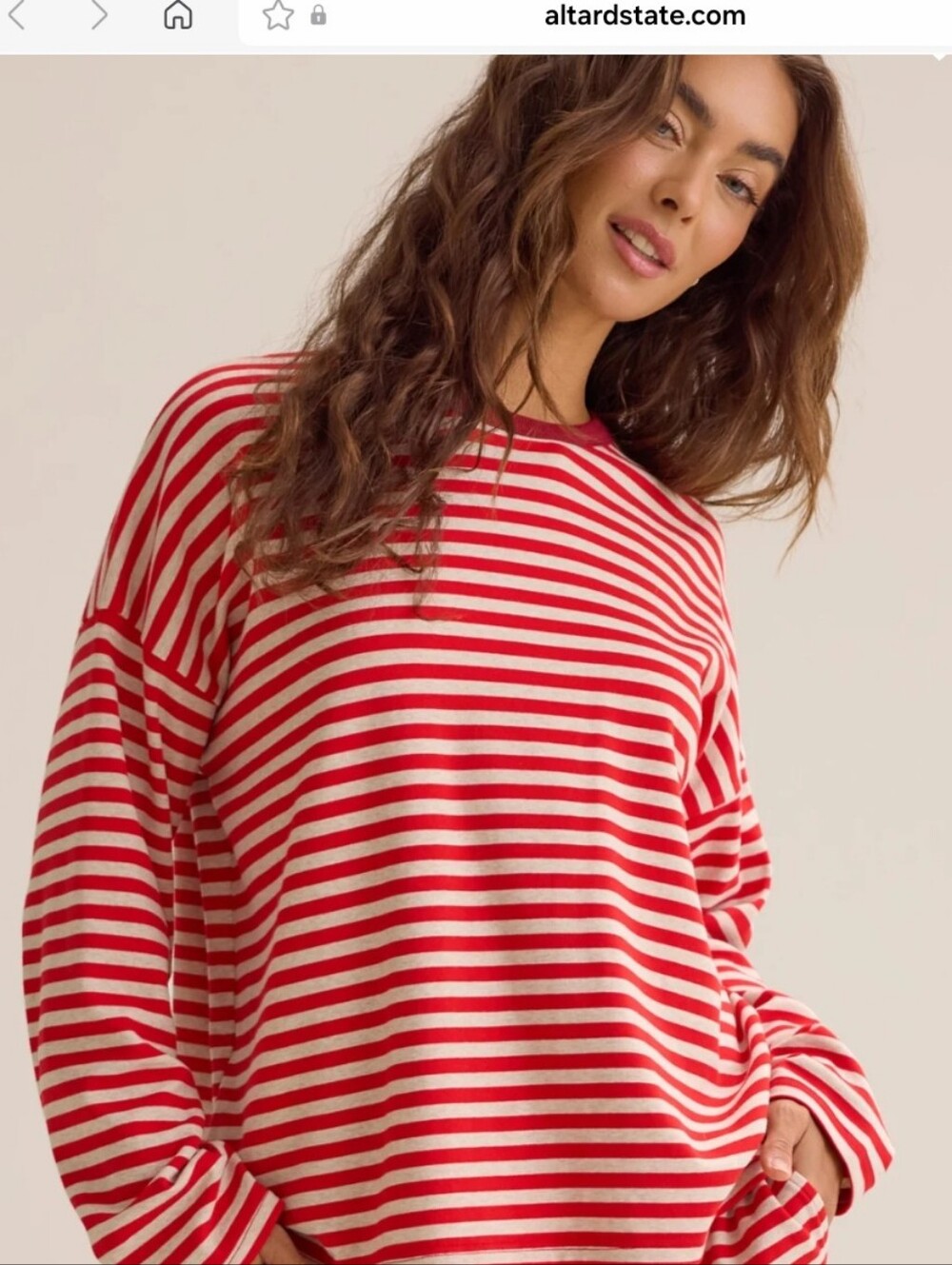 Altar'd State Red and White Striped Lounge Top